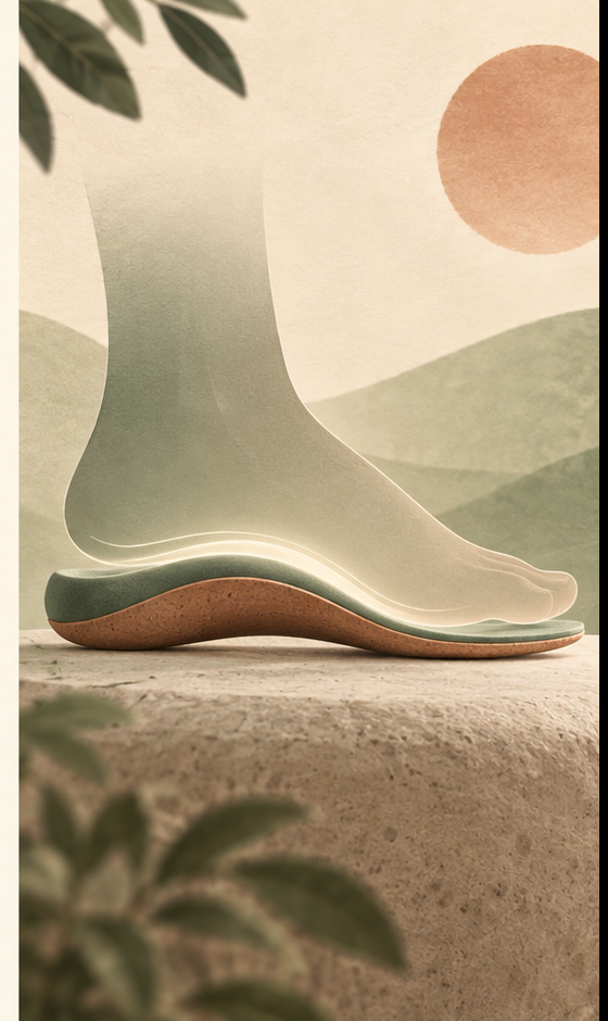 A gentle illustration of foot and insole support